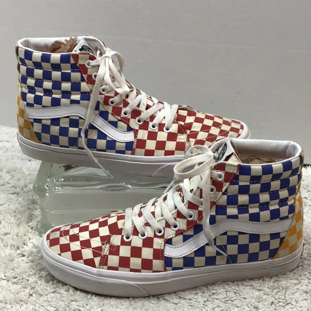 Vans men’s multicolor checkerboard high tops 11